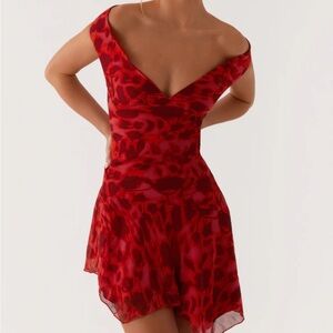 Peppermayo Red Floral Print Mini Dress